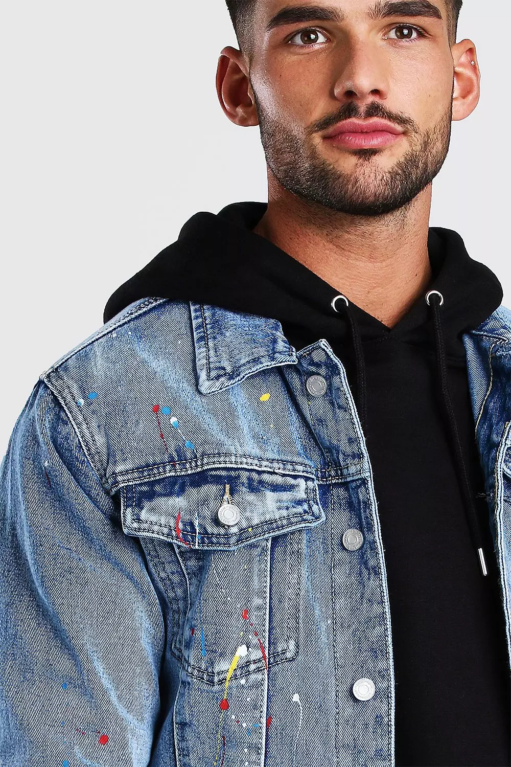 Men's paint on sale splatter denim jacket